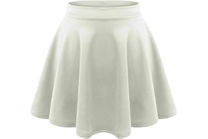 Loxdonz Girls Kids Casual Mini Stretch Waist Flared Plain Pleated Skater Skirt