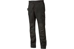 U-POWER DON'T WORRY... BE HAPPY! Pantaloni da lavoro da uomo U-Power, pantaloni cargo elastici in vita, con tasche per ginocchiere, tasche multiple, tessuto confortevole, usura esterna resistente e durevole (Black Carbon-52)