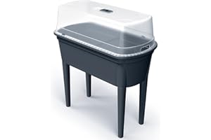 ‎PROSPERPLAST Prosperplast Hochbeet Frühbeet Bloomo mit abnehmbaren Beinen und Deckel | Frühbeet für Garten und Balkon | aus Kunststoff | Anthrazit | wetterfest | 78 x 82 x 37 cm (Hochbeet (Einzelausführung))