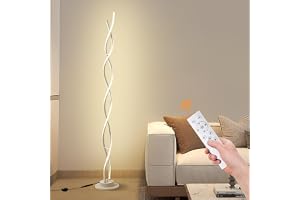 AManLife Golvlampa, LED-golvlampa, vardagsrumslampa, 3 färgtemperaturer, 5 ljusstyrkenivåer, 145 cm, vit, för vardagsrum, sov