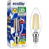 Ecolite Filament LED Mum Ampul E14 Duy 6W 810 L&uuml;men Dim Edilebilir 2700K Sarı Işık Şeffaf Dekoratif Vintage Ampul 60W Eşdeğer
