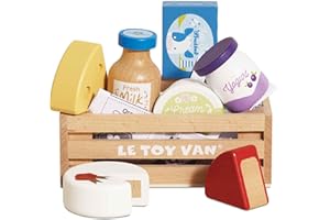 Le Toy Van - TV185 - Lernspiel für Kinder AB 2 Jahren, Holzspielzeugkiste mit Käse und Milchprodukten, Montessori-Spielzeug, ökologisches Spiel aus FSC-Holz und Farben Auf Wasserbasis
