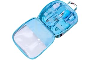 Pastoralist Baby sjukvård och grooming kit baby näsa aspirator nagelklippare hårborste set nyfödd daglig rengöringssats 13 st/set, stil A, blå baby grooming kit
