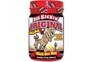 ASS KICKIN' KICKIN' Original Hot Spicy Salsa - 13 Ounce - Premium Gourmet Spicy Hot Habanero Salsa for Tortilla Chips, Veggies, and Breakfast Burritos