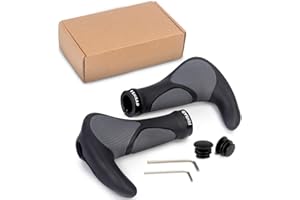FENRAD Poignées de Guidon de Vélo Ergonomique, Caoutchouc TPR Poignées de Vélo avec Serrure en Aluminium Poignées de Guidon de VTT pour Guidon de Vélo de 22 mm