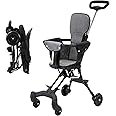 Beauenty Kids Stroller, Compact Baby Stroller, Lightweight Travel Stroller with Adjustable Handles and Backrest, One-Hand Fold, For Overhead Airplane Storage, Shopping, Walking, Travel (Style 1)