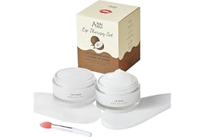 ANAI RUI Set de Soin pour Lèvres ANAiRUi à la Noix de Coco, Karité & Vitamine E, Gommage Exfoliant & Baume Nourrissant pour Lèvres Gercées, Sèches, Sensibles - Masque Réparateur Nuit Hydratation Intense