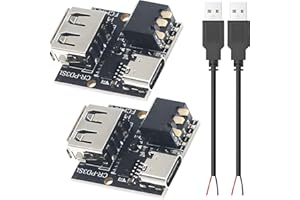 Youmile 2 pcs Fast Charging Module PD/QC/AFC/FCP Fast Charge Decoy Trigger Module 5V 9V 12V 15V 20V with Dial Switch Adjustable Voltage Type-C Input USB Ouput with USB Male Two-Core Cable