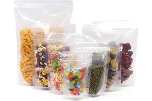 SumDirect 100Pcs Clear Zipper Resealable Stand Up Pouch/Snack Packing Bag for Food Snack Tea and Etc (18x26cm)