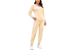 Totatuit Tuta Donna da Ginnastica in Velluto Tuta da Casa Set Tuta Sportiva Casual Pigiami Due Pezzi Pigiama Donna Pile Set Inverno da Yoga Jogging Training Sportwear con Coulisse