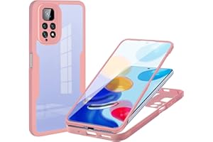 BOKYAS Funda Transparente para Xiaomi Redmi Note 12 Pro 4G/Redmi Note 11 Pro(4G/5G) con Protector de Pantalla Carcasa Antigolpes y Anti Amarilla Protección de 360° con Parachoques de Silicona, Rosado