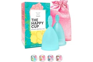Happy Cup Menstruationstassen, Hawwwy Tampon & Pad Alternative 2 Pack wiederverwendbar Anfänger, bequemste Periode Tasse, beste weibliche Alternative, Qualität umweltfreundlich - 2 groß (Türkis)