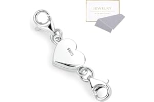 ALEXCRAFT 925 Sterling Silver Heart Magnetic Jewelry Clasps Magnetic Necklace Clasps and Closures Sterling Silver Double Bracelet Necklace Lobster Clasp