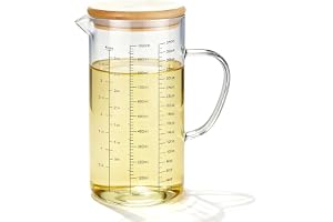 1 l mätkopp glas, värmebeständigt borosilikatglas med handtag och skala, exakt mätskala, mätkopp med lock, glasmätare för kök
