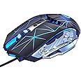 Tioamy Gaming Mouse Wired USB External Mice RGB Multi Colour Silent RGB Mechanical Game Mouse with Light 3200 dpi 7 Buttons for Computer Desktop Laptop PC MAC