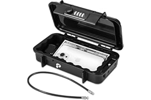 VUXAVA Przenośny sejf, [wodoszczelny] 4-cyfrowy kod numeryczny, bezpieczne pudełko bezpieczeństwa na zewnątrz, z zdejmowaną linką drucianą o grubości 6 mm, zabezpiecza wartościowe przedmioty podczas podróży