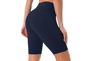 JOYSPELS Womens High Waisted Sports Shorts - Running Shorts with Sides Pockets, Non See Through Yoga Cycling Shorts for Women