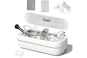 HyAdierTech Limpiador Ultrasonidos, Limpiador Ultrasónico Profesional 48KHz, Limpiador de Joya Ultrasonidos con 2 Modos de Limpieza Temporizador para Gafas, Relojes, Pendientes, 350ML