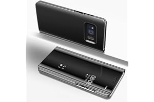 Etsue Miroir Coque Samsung Galaxy A5 2017 Flip Cover Portefeuille PU Cuir Miroir Complet étui Support Mirror Clear View Miroi