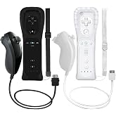 ZeroStory Wii ve Wii U Konsolu i&ccedil;in 2 Paket Kablosuz Kontrol Cihazı ve Nunchuck, Silikon Kılıflı ve Bilek Askılı Oyun Pedi (S