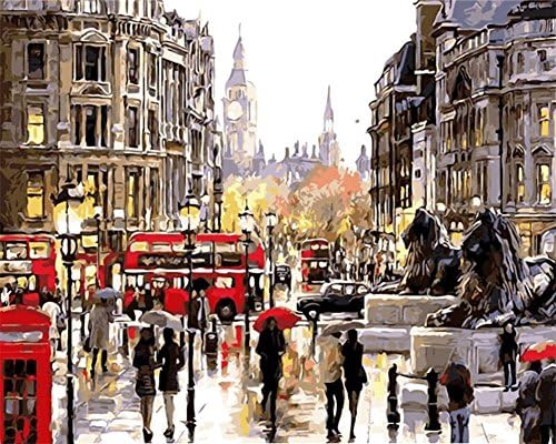 Frameless Street Scenery DIY Oil Painting Paint by Number Kit for Adults