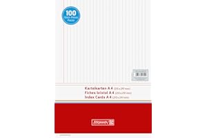 Brunnen - Paquete de 100 fichas (A4, horizontal, 180 g/m², con rayas), color blanco