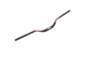 TRKIMAL φ31.8mm Road MTB Mountain Bike Bicycle Extra Long 720mm Handlebar 55mm Riser Bar for Downhill Cycling Racing Off-Road MTB, BMX (Black+Red)