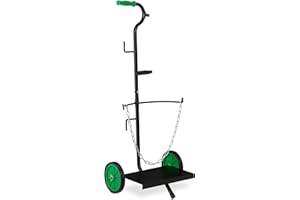 Relaxdays 10029460 Noir Chariot de Transport, Diable bonbonnes de gaz de 5 et 11 kg,de Propane, Roues en Caoutchouc, Acier, 1