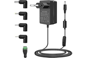 AMZFWING Fuente de alimentación 12V 2A, adaptadores de Enchufe Europeos de 100-240v a DC 12 voltios, Compatible con la cámara CCTV 5050 3528 LED Strips, con Enchufe DC 5.5 x 2.1 mm.