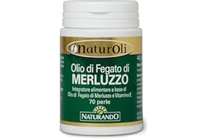 Naturando Olio di Fegato di Merluzzo ricco di Omega 3, vitamina A e vitamina D e Vitamina E - 70 capsule