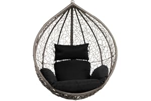 ‎HOME DELUXE Home Deluxe - Hängesessel Cielo - Schwarz, nur Korb - inkl. Sitz- und Rückenkissen I Polyrattan Hängestuhl Gartenschaukel Hängekorb
