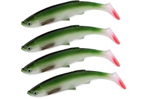 East Rain 3D Bleak Paddle Tail Swimbait en Plastique Souple pour Tout leurres de pêche, leurres pour la pêche au brochet, pour la pêche en Eau Douce en Eau salée (12cm/14.5g, 4pc/Pack)