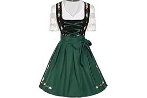 Generisch Dirndl - Robe midi pour femme - Robe traditionnelle Dirndl - Tablier long - Tablier pour fille - Chemisier Dirndl - Mode traditionnelle - Costume élégant - Coton - Dentelle - Grande taille
