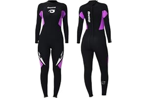Owntop Men's Women's Full Length 3/2mm Wetsuit, Ultra-Stretch Long Sleeve Winter Wetsuit, Back Zip Adult Neoprene Surfing Diving Wet Suit