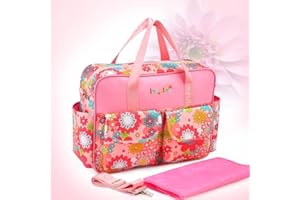 Insular® Multifunctional Waterproof Mummy Shoulder Bag Diaper Bag Chic Nappy Changing Bag Tote/Messenger Style Large Light Weight with Changing Mat, Adjustable Straps (Rose)