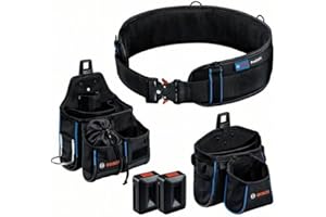 Bosch Professional ProClick Werkzeuggürtel-Set: 1x Gürtel 93 (Größe S/M), 1x Tasche GWT 4, 1x Tasche GWT 2, 2x ProClick Holder