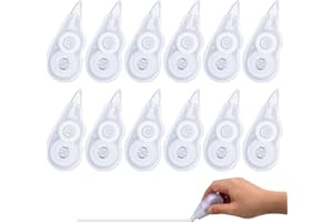Xzeemo 12PCS Mini Pocket Correction Tape Mouse, 4m x 5mm Easy Correct Roller for School Office Kids Students (Transparent-A)