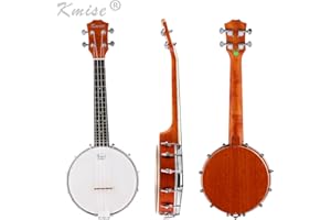 Kmise Banjo Ukulele 4 String Concert Banjos Sapele Aquila String Cool Skull Dots