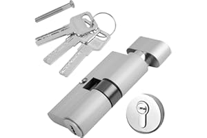 VXIWSCY Cilindro di Chiusura con Pomello in Ottone 30/30, Include 3Chiavi Reversibili, Cilindro Profilato Antifurto, Serratura a Cilindro per Porte, Accessorio di Ricambio, Installazione Facile