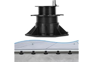 Jiubiaz Lot de 20 plots de compensation de hauteur, 18 à 140 mm, hauteur au choix, pieds réglables, pour sous-construction de lames de terrasse, bois WPC, dimensions : 60 à 140 mm