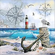 Lot De 20 Serviettes En Papier Motif La Grande Vague - Eau - Mer