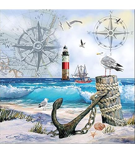 Serviettes Jetables Motif Bateau 20 Serviettes Papier Motif Maritime - Décoration De Table Élégante Serviettes Artisanat Créatif