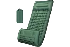 Howala Self Inflating Camping Mat Ultralight Connectable Sleeping Mat with Built-in Foot Pump Thickness Inflatable Camping Mattress Roll Mat Camping Air Bed Pad with Pillow for Hiking, Army Green