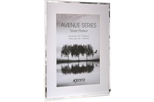 Kenro Avenue Plaqué Argent Cadre Photo avec Tapis Blanc, Silver, 20,3 x 15,2 cm