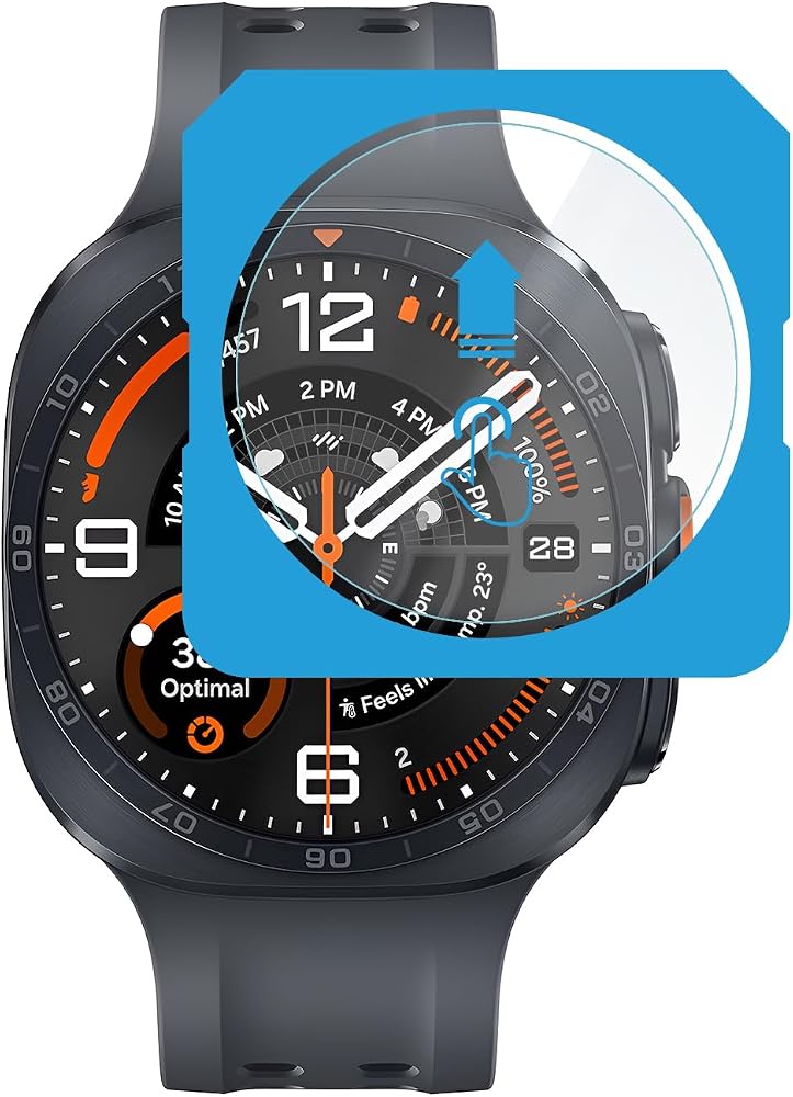 Teknoft Samsung Galaxy Watch Ultra 2 47mm için 2'li Paket (2 Adet) Kolay Kurulum Otomatik Hizalama Aparatlı Şeffaf 9H Sertliğinde Gerçek Temperli Cam Ekran Koruyucu (Galaxy Watch Ultra 2 47mm)