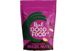 Real Good Food Co Milk Chocolate Brazil Nuts 150g Bag - Chocolate Coated Nuts, Nibbles and Snacks! Chocolate Coated Brazil Nuts - Luxury Snack