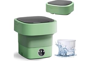 Ledeak Portable Washing Machine, 8L Large Capacity Foldable Mini Washing Machine with Spin Dryer and Blue Light, Small Washer for Baby Clothes, Underwear, Apartment, Dorm, Camping, RV Travel (Green)