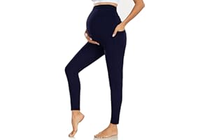 Farrobor Leggins Premaman Donna con Tasche Pantaloni Gravidanza a Vita Alta Morbidi Abbigliamento Premaman