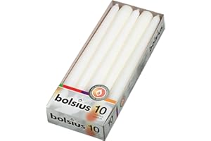 Bolsius Stożkowe świece obiadowe, białe pudełko, opakowanie 10,4 x 9,8 x 25 cm