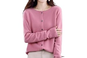 DJFOG Cardigan in cashmere da donna, cardigan a maniche lunghe con bottoni frontali in cashmere 2024, maglioni elastici in maglia morbida e calda